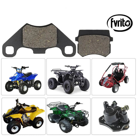 Rear Disc Brake Pads For 50cc 70cc 90cc 110cc 125cc ATV Quad Go Kart Dune Buggy Universal Fit, shown with compatible vehicles