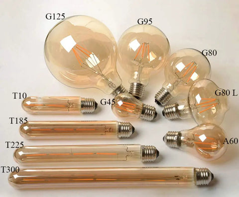 Retro Tubular LED Filament Bulb 6W Dimmable Edison Style Amber Glass Warm White 2300K 40W Equivalent E26 and E27 Base
