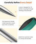 Close-up of Pro Grade 3D Printer Nozzle Cleaning Kit with soft rubber handle and 0.4mm cleaning needles.