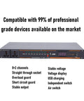 Heavy Duty 10 Outlet Power Sequencer Conditioner With Bright Digital Display showing multiple outlets, USB, and voltage display.