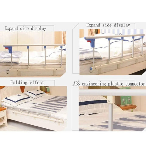 Foldable Bed Rail For Elderly And Disabled One Click Folding Safety Guard With Stainless Steel Grip No Drill Install Blue 95x40cm details