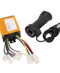 36V 500W Brushed Electric Bike Controller With Throttle Grip Kit showing heat dissipation aluminum alloy construction and wiring