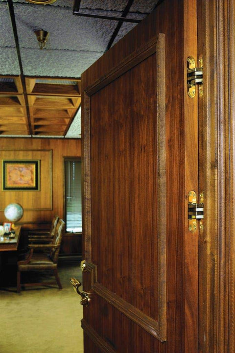 Invisible Concealed Door Hinge For Flush Or Overlay Installations With Heavy Duty Full Mortise, SOSS 218 Zinc Hinge shown in use