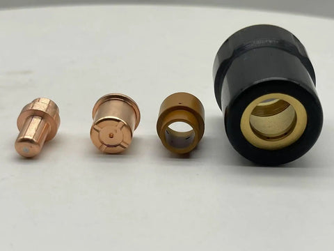22Pcs CB50 Plasma Consumables Kit For Versa-Cut 40 Cutter Includes 10 Electrodes, 10 Nozzles, Swirl Ring, Shield Cap close-up view