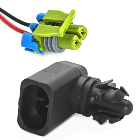 No Sweat Plug And Play Ambient Air Temperature Sensor With Connector Pigtail Harness for Chevy Silverado HD, GMC Sierra.
