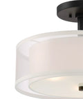 Parsons Studio Semi Flush Ceiling Light Fixture, Brushed Nickel, 3 Light with fabric shade, close-up view