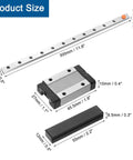 MGN12 300mm Linear Guide Rail Kit With MGN12H Carriage Block And Plastic Mini Guide For DIY 3D Printers And CNC Machines Beefy Rock Solid 12mm Rail With Smooth Precise Motion And Easy Install shown in parts with dimensions