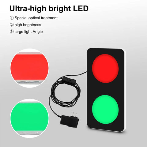 Remote Control Traffic Light Wall Lamp With Red And Green LED DC Nine To Twelve Volt Plug Included Aluminum Frame
