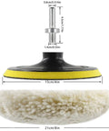 Six Inch Buffing Polishing Pad Kit With Wool Pads And M14 Drill Adapter detail with dimensions shown