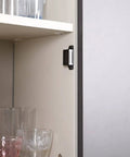 Heavy Duty Cabinet Magnets Set Black 8 Pack Magnetic Door Catch Stainless Steel for Kitchen Cupboard Closures Installed View