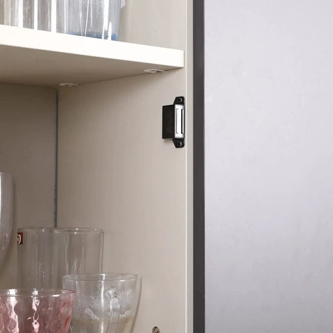 30lb Magnetic Cabinet Door Catch Set Black Heavy Duty Drawer Latch Magnets for kitchen cupboard in use