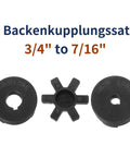 Three Quarter Inch To Seven Sixteenth Inch L Jaw Flexible Three Piece Coupler Set With Buna N Rubber Spider