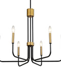 Six Light Black And Gold Farmhouse Chandelier For Dining Room And Kitchen Island, Modern Candle Pendant Lighting with rustic finish