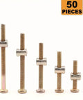Heavy Duty Furniture Bolts And Barrel Nuts Kit With Storage Case 25 Sets 50 Pieces M6x40 M6x50 M6x60 M6x70 M6x80 Sizes