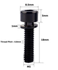Titanium Finish Bike Stem Bolts Set 6 Pcs M5 X 18mm With Washers Stainless Steel Allen Hex Screws diagram