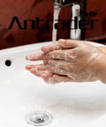 Hands washing with soap over a sink featuring Heavy Duty Stainless Steel Kitchen Sink Strainers, 2 Inch Round Drain Filters For Bathrooms.