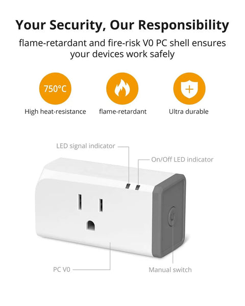Smart Plug 2 Pack With Quick Setup And Voice Control Works With Alexa And Google Assistant Remote App Control, flame-retardant design.