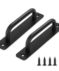 Black Barn Door Handles Set 10 Pack With 5 Inch Hole Center Sliding Door Pulls Modern Aluminum Alloy Hardware For Pocket Doors And Bifold Closets Rust Resistant Door Handles Replacement