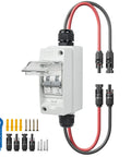 No Fuss Solar Panel Disconnect Switch 1000V 30A PV Breaker IP65 Weather Resistant with wiring connectors and tools.