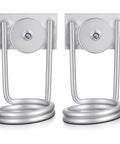 Two Pack Aluminum Scaffold Tool Holder For Ratchets And Hammers, lightweight job site organizer in silver, front view