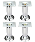 Up The Ante With Heavy Duty Steel Furniture Legs For Desks And Tables Round Cold Rolled Build With Anti Slip Pads and Wipe Clean Finish - chrome finish set of four legs