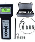 Go To High Resolution Digital Force Gauge 20 Kg Range For Tension And Compression Testing With Peak Hold And Push Pull Capability Peel Testing Ready Three Display Units Includes Factory Calibration Certificate Model FG 20KG, with case and adapters