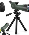 Go To 20 To 60x60 Zoom Angled Spotting Scope With BAK4 Optics Waterproof For Hunting And Birdwatching Includes 14 Inch Tabletop Tripod And Carry Bag Lightweight 1.37 Lb Ideal For Target Shooting And Wildlife Viewing, green spotting scope on tripod