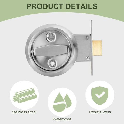 Round Recessed Door Pull Handle In Stainless Steel Concealed Brushed Finish With Double Ring Design, front view