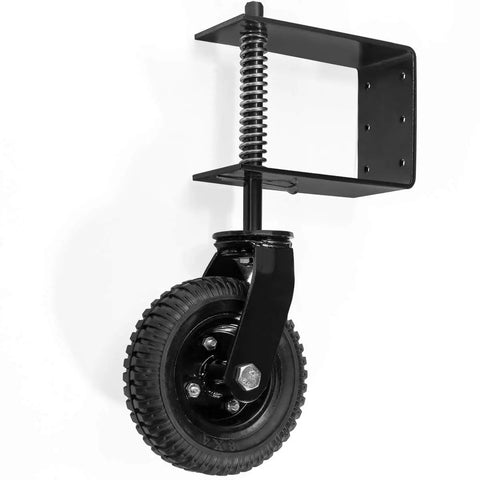 Heavy Duty 8 Inch Gate Wheel For Outdoor Wooden Gates And Fence Caster With Flat Free Tire, 200 Lb Capacity, 360 Degree Rotation, Spring Loaded