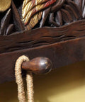 Handcrafted Solid Wood Wall Mount Coat Rack Heavy Duty Hooks close-up of carved design and wooden hook for keys and hats