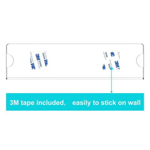Clear Acrylic Wall Name Plate Holder 2x8 Inches, 5 Pack Sign Frame with adhesive tape for no drill install, top view.