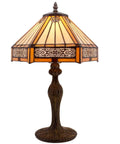Yellow Hexagon Tiffany Style Stained Glass Lamp For A Cozy Vibe Mission Table Desk Bedside Reading Light 12 Inch Shade 18 Inch Tall