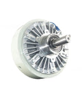 Close-up of 24V Dual-Shaft Magnetic Powder Clutch Beefy Torque Brake, showcasing shaft and housing design for precise torque control.