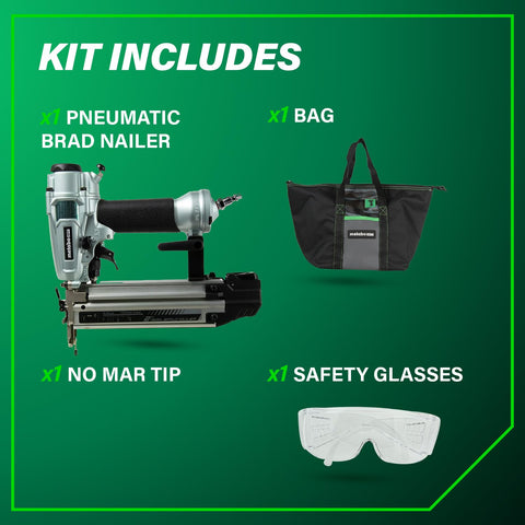 Pro 18 Gauge Brad Nailer For Trim And Furniture Projects Pneumatic Finish Nail Gun kit with bag and safety glasses
