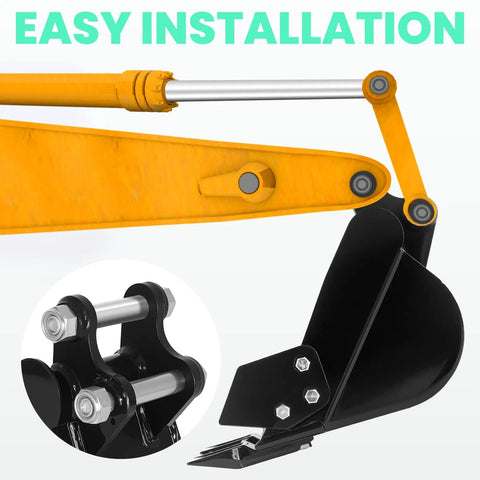 Mini Excavator Attachment With Two Pins, High Manganese Steel Tooth Bucket For Under Two Ton Machines, easy snap-on fit
