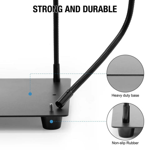 Close-up of non-slip steel weighted base on Four Arm Soldering Gear With 5X Magnifier And Light, PCB Holder And Third Hand Tool.