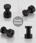 Compact Brass Robe Hook For Bathroom With Glue, Lightweight Small Towel Hook, durable matte black finish, multiple angles