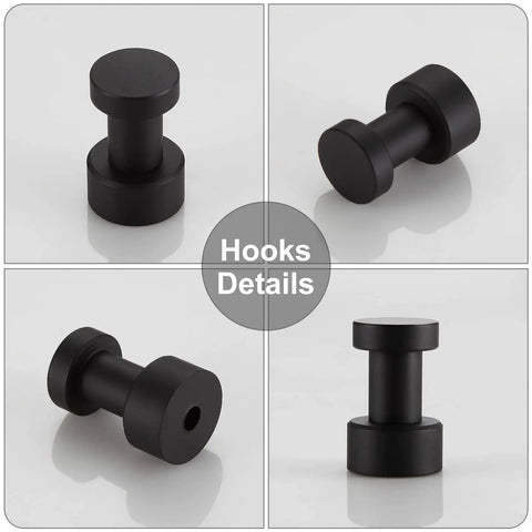 Compact Brass Robe Hook For Bathroom With Glue, Lightweight Small Towel Hook, durable matte black finish, multiple angles