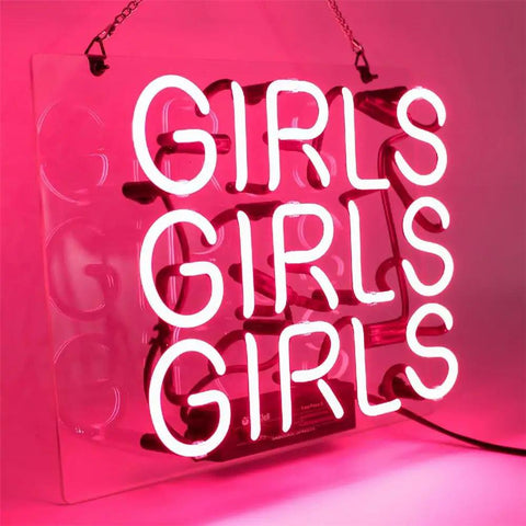 Girls Neon Sign Pink Real Glass Neon Light Wall Decor Lit Up Sign For Bedroom Halloween And Christmas Decor Custom Neon Words For Wall Modern Home Accent