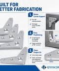 Rock Solid Steel Weld On Gusset Plates 4 Pack Of 3 Inch By 3 Inch Quarter Inch Thick Triangle Brackets shown with details.