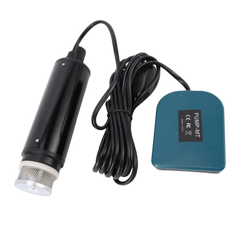 Cordless Battery Powered Submersible Sump Pump Delivers Slick 500GPH High Flow And Solid 16 Foot Lift Rated Tough Abs Build With Fine Sediment Screen Fast Track Pool Drainage Basement Leak Cleanup And Garden Yard Moves product components with black pump and control unit.