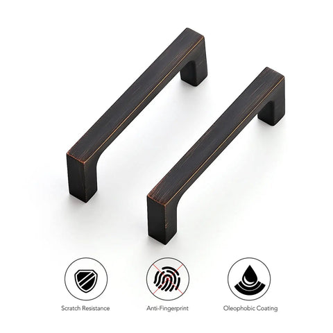 25 Pack Solid 3 Inch Square Cabinet Handles Oil Rubbed Bronze Drawer Pulls For Kitchen Cupboards features and benefits displayed