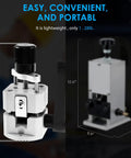 Heavy Duty Manual Wire Stripper Machine For 0.08 To 1 Inch Wires, Drill Ready Copper Cable Stripper Tool For Scrap Wire And Recycling, Fast Clean Precise Cuts Every Time, showing compact design and dimensions.