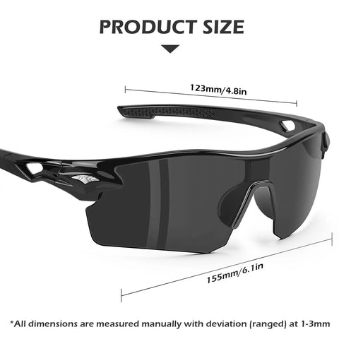 Product size display of 12 Pack ANSI Z87.1 Safety Glasses For Men And Women, Impact Resistant Protective Eyewear with gray frames.