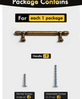 Vintage Antique Brass Cabinet Pulls Set Of Five With Three And Three Quarters Inch Hole Centers, package contents with screws.