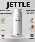 Travel Stainless Steel Electric Kettle 450ml With Temperature Control LED Auto Shutoff For Coffee Tea Milk Soup On The Go Fast 2 To 10 Minute Boiling 110V North America Portable Water Boiler shown with LED indicators and beverage icons