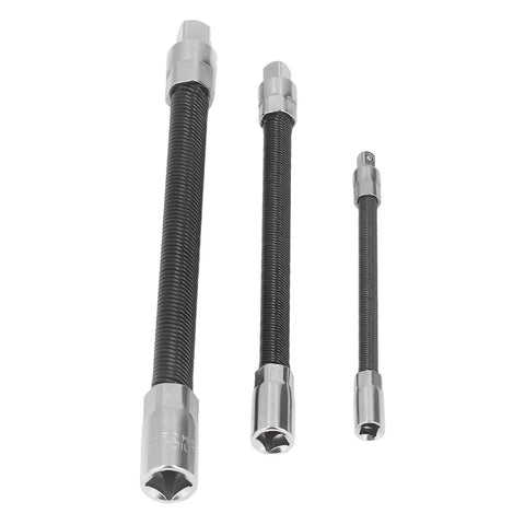 Top Notch Flexible Extension Bar With Magnetic Hold For Tight Spots Durable Spring Steel Auto Repair Kit In 1/4 3/8 And 1/2 Inch Sizes, three sizes