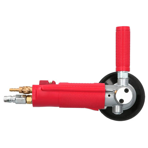 Side view of red 4 Inch Pneumatic Wet Stone Polisher Sander With Water Nozzle And 4300 RPM, 3 Speed Wet Grinding Tool for Polishing