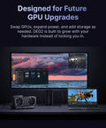 Heavy Duty Dual Mode Usb4 And OcuLink Egpu Dock With Straight Up 80Gbps Speeds Integrated M2 Nvme Bay showcasing GPU upgrades for PC gaming rig.