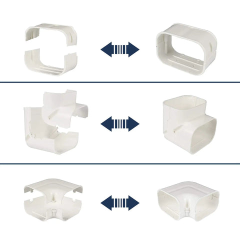 Connectors for 4 Inch W 25 Ft L PVC Decorative Line Set Cover Kit For Ductless Mini Split Air Conditioners And Heat Pumps